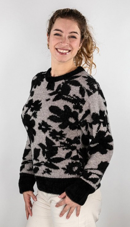 MAGLIONE CON FANTASIA FLOREALE - immagine 2