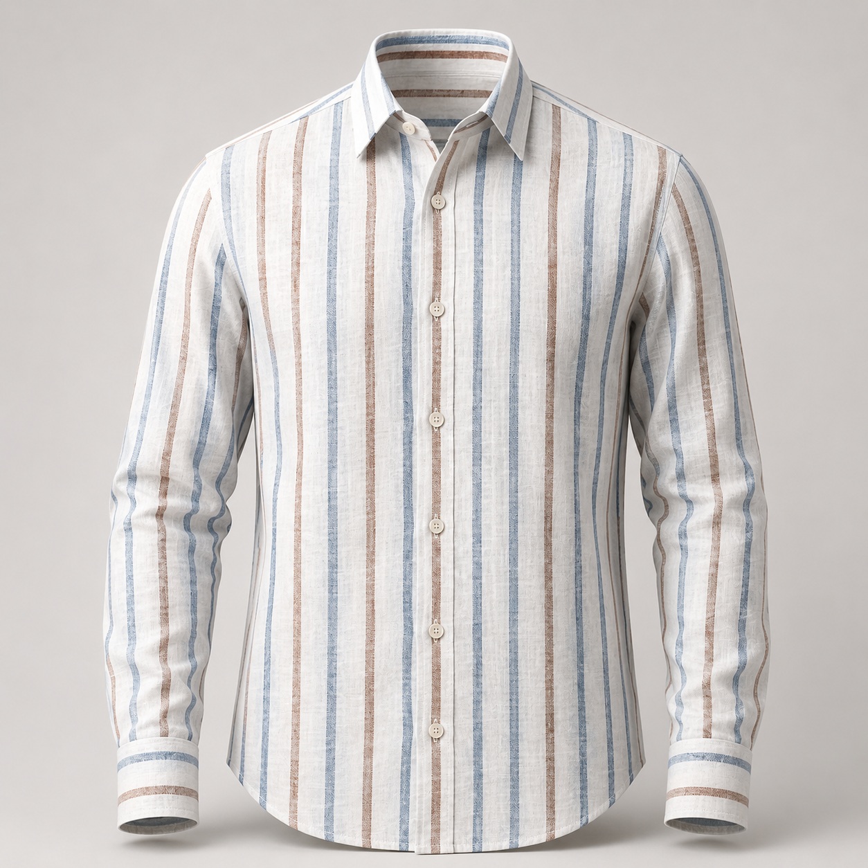 CAMICIA A RIGHE MISTO LINO - immagine 2