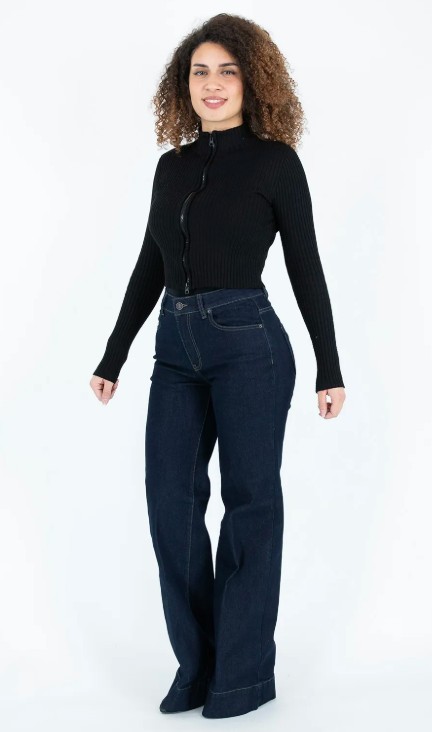 PANTALONE FLARED IN DENIM ELASTICIZZATO