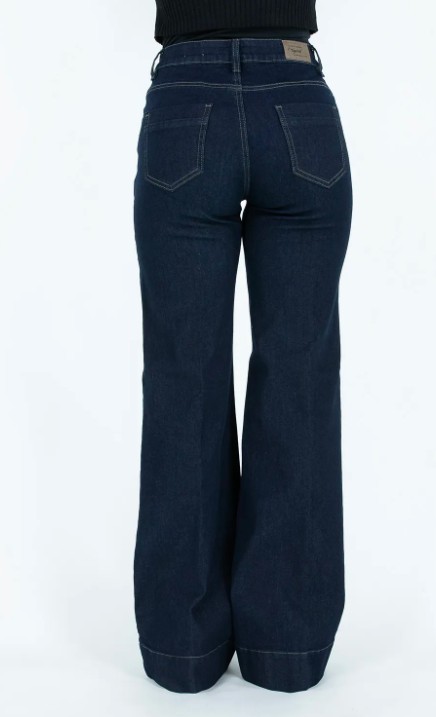 PANTALONE FLARED IN DENIM ELASTICIZZATO - immagine 3